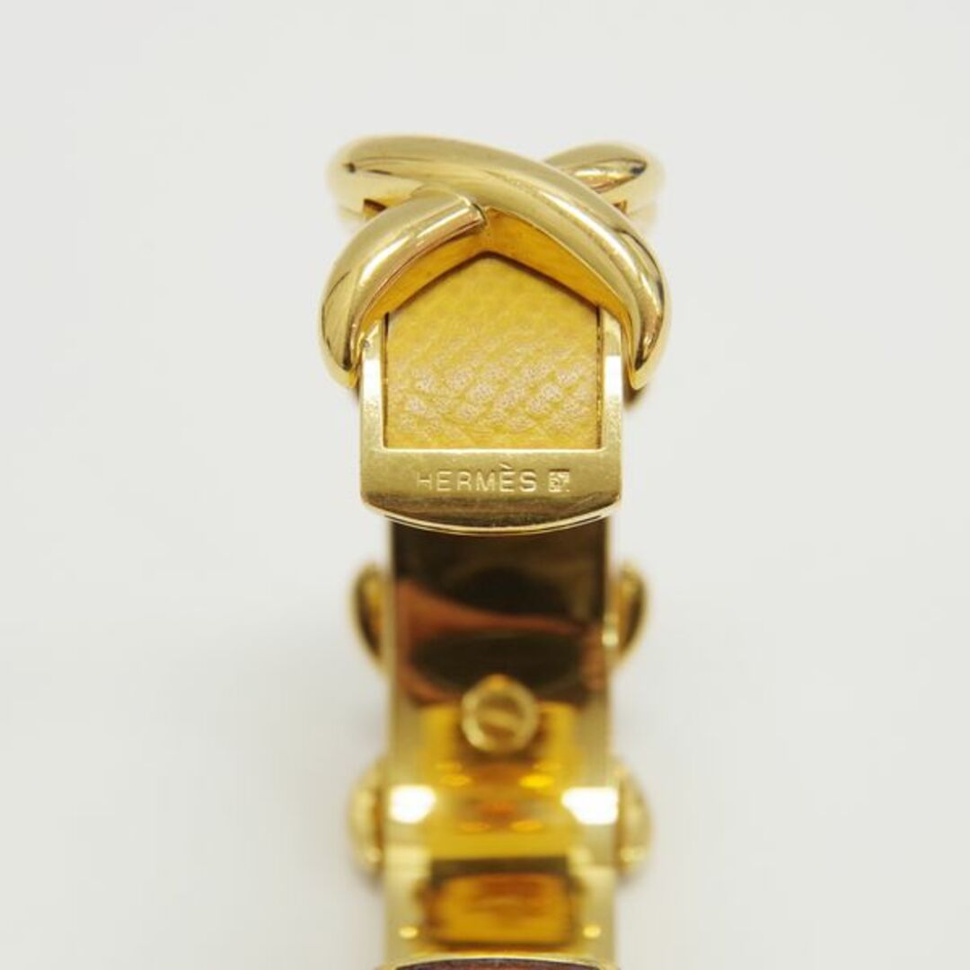 HERMES クロスモチーフ ヴィンテージ バングル GP×革 - 2