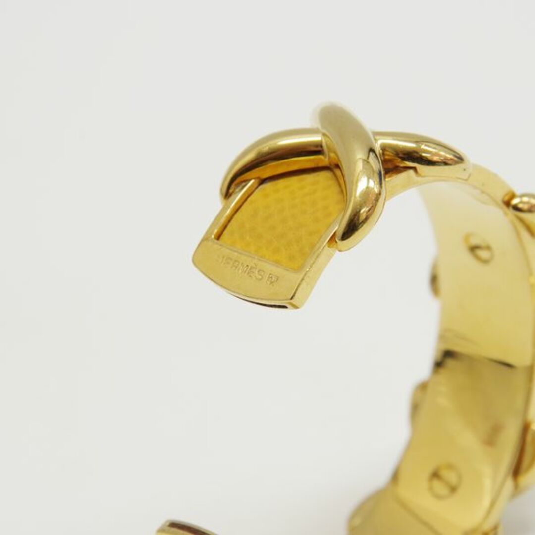 HERMES クロスモチーフ ヴィンテージ バングル GP×革 - 3