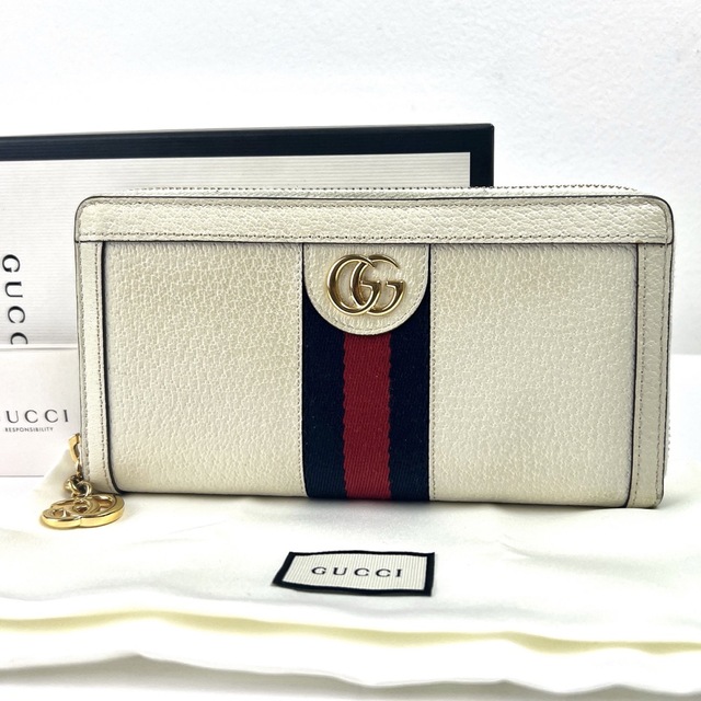 年末のプロモーション大特価! 極 美品 GUCCI グッチ オフィディア シェリーライン 二つ折り 財布 黒.