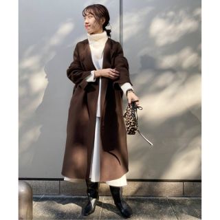 スピックアンドスパン(Spick & Span)のSpick and Span ヴェロアフォールドラペルコート(ロングコート)