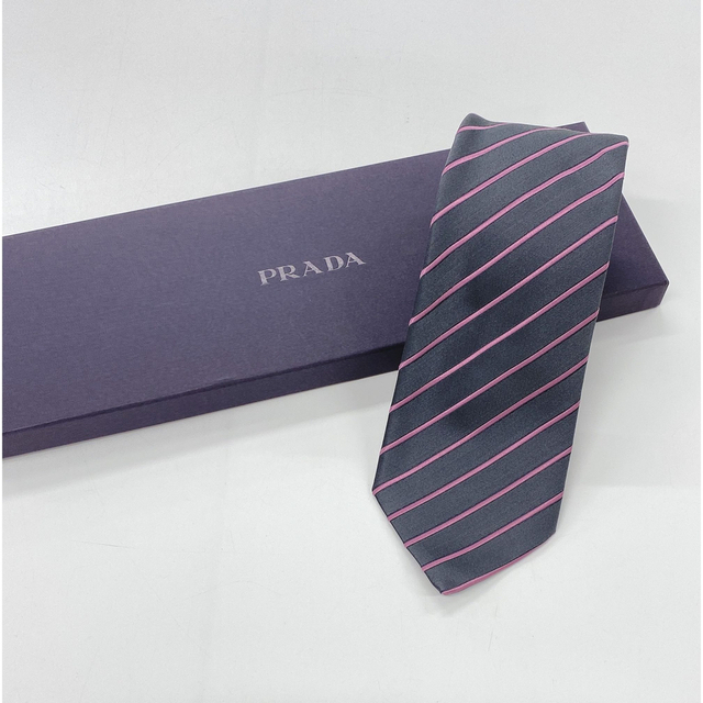 値下げ!PRADA プラダ ネクタイ グレー ピンク | aosacoffee.com