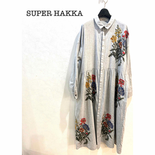 スーパーハッカ(SUPER HAKKA)のSUPER HAKKA☆フラワー刺繍 シャツワンピース(ロングワンピース/マキシワンピース)