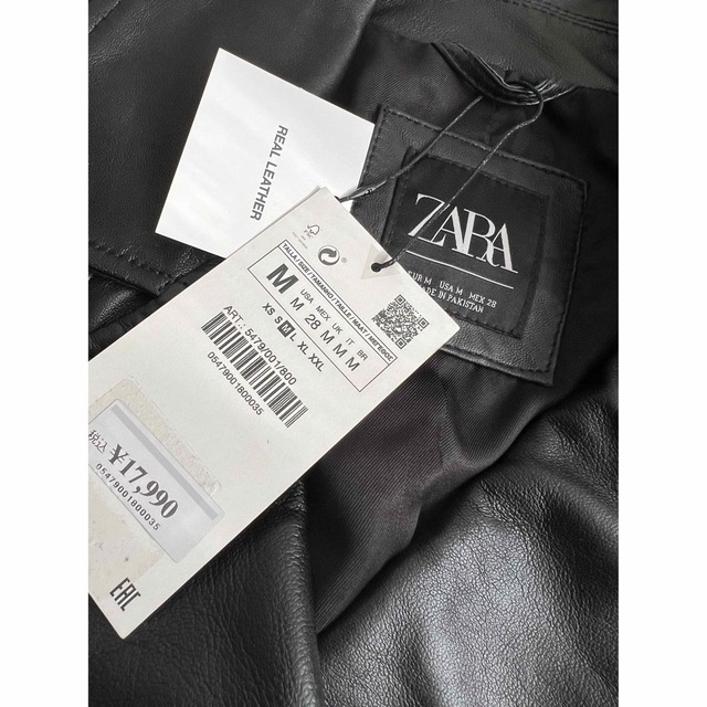 ZARA リアル　レザージャケット　ライダースジャケット　M 3