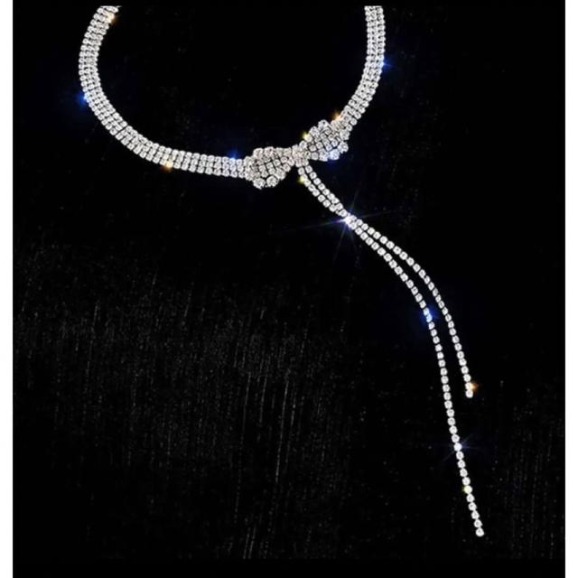 新品♡ パーティーネックレス　チョーカー　ジルコニア　ダイヤ風　スワロフスキー レディースのアクセサリー(ネックレス)の商品写真
