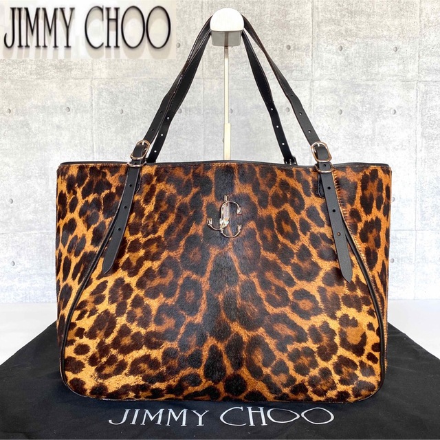 専用品 JIMMY CHOO VARENNE ハラコレオパード JCトートバッグ