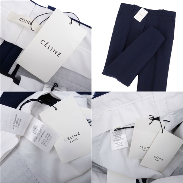 celine(セリーヌ)の未使用 セリーヌ CELINE パンツ フィービー期 ロングパンツ ウール シルク ボトムス レディース イタリア製 34(S相当) ネイビー レディースのパンツ(その他)の商品写真