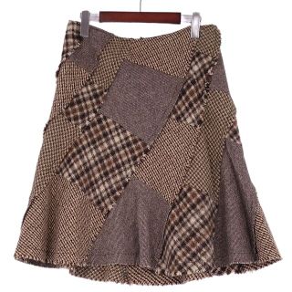 コムデギャルソン(COMME des GARCONS)の美品 トリコ コムデギャルソン tricot COMME des GARCONS スカート ウール ツイード AD2005 レディース ボトムス M ブラウン(ひざ丈スカート)