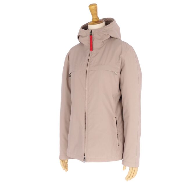 美品 プラダ スポーツ PRADA SPORT ジャケット ゴアテックス GORE-TEX ジャンパー ジップアップ フーディー 中綿入り 無地 アウター レディース 40(M相当) ベージュ