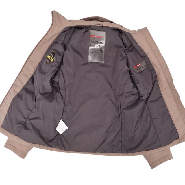 美品 プラダ スポーツ PRADA SPORT ジャケット ゴアテックス GORE-TEX ジャンパー ジップアップ フーディー 中綿入り 無地  アウター レディース 40(M相当) ベージュ