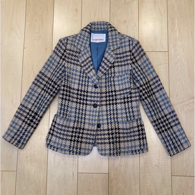 vintage baby blue tweed check jk レディースのジャケット/アウター(テーラードジャケット)の商品写真