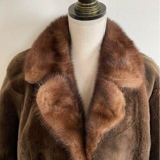 美品　ミンクファーコート　毛皮コート　リアルファー　圧倒的高級感　ブラウン　茶色