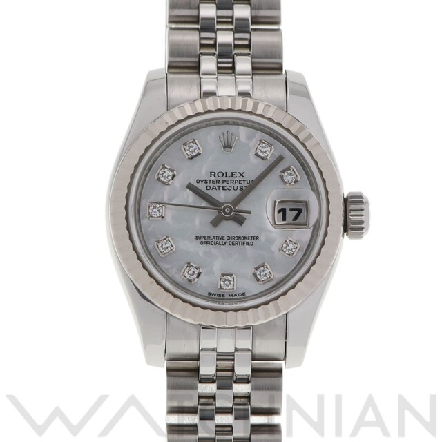 ROLEX - 中古 ロレックス ROLEX 179174NG G番(2010年頃製造) ホワイトシェル /ダイヤモンド レディース 腕時計