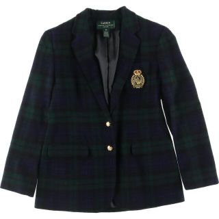 ラルフローレン(Ralph Lauren)の古着 ラルフローレン Ralph Lauren LAUREN ローレン ブラックウォッチチェック ウール テーラードジャケット ブレザー レディースS /eaa307214(テーラードジャケット)