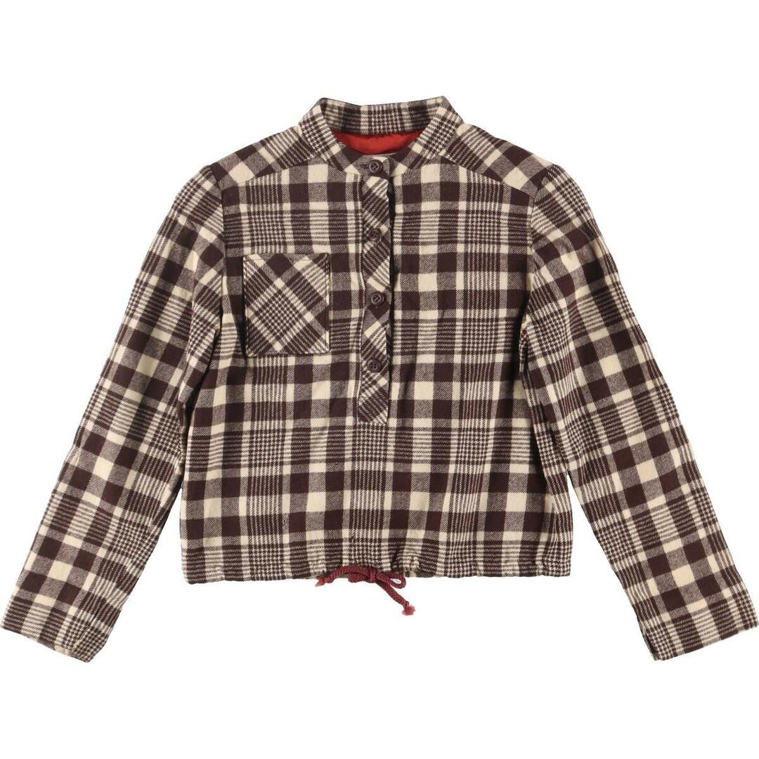 70年代 ペンドルトン PENDLETON チェック柄 スタンドカラー 長袖 ウール プルオーバーシャツ USA製 レディースS ヴィンテージ /eaa303338