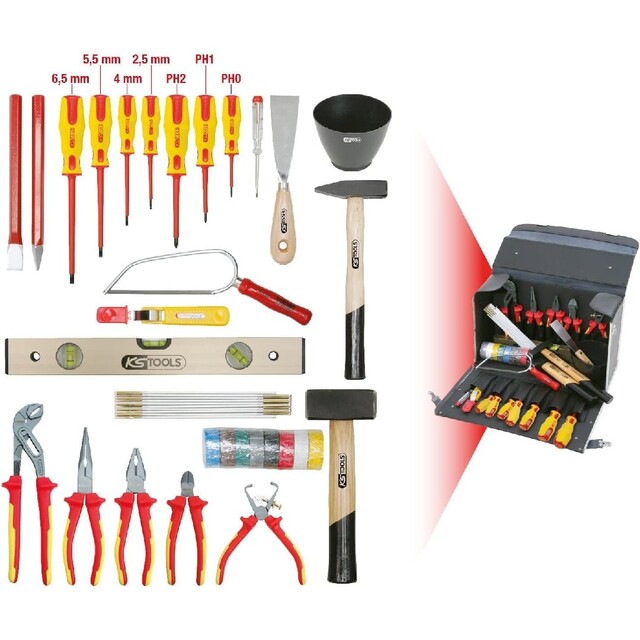 KS TOOLS レザーケース 電気工事用 工具セット ベーシック 30pcs-