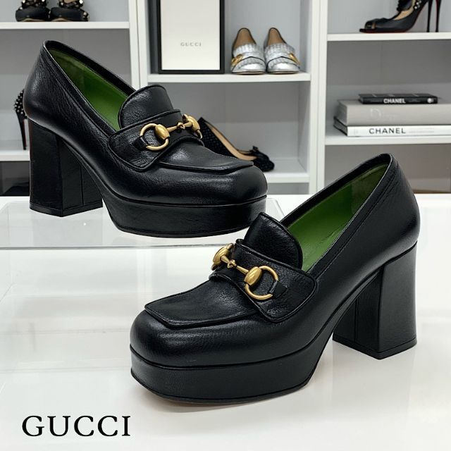 Gucci    グッチ レザー ホースビット ヒール ローファー