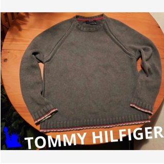 トミーヒルフィガー(TOMMY HILFIGER)のTOMMY HILFIGER コットンニット グレー 状態良好(ニット/セーター)