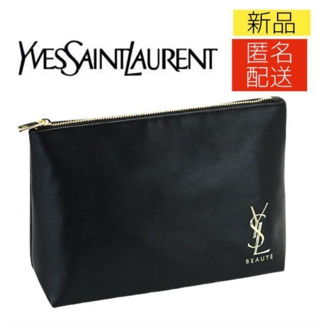 YSL／【ブラック】ゴールドロゴコスメポーチ ノベルティ イヴ・サン