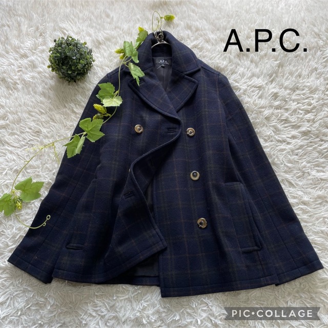 A.P.C(アーペーセー)の★専用★   A.P.C.  ダブルブレストショートコート　ピーコート　チェック レディースのジャケット/アウター(ピーコート)の商品写真