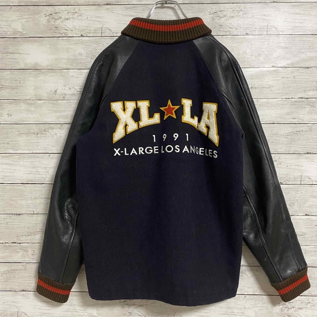 即完売品 SAMPLE品 XLARGE LA 両面刺繍パイルロゴ スタジャン