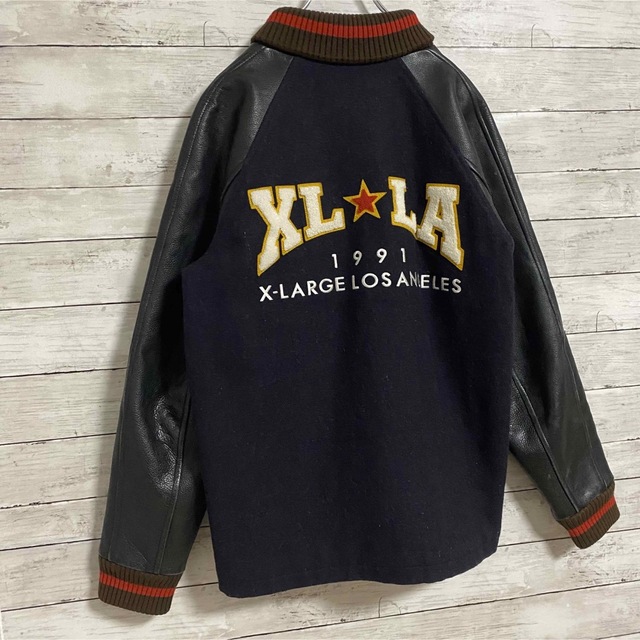 【超希少デザイン】X-LARGE　マルチ刺繍ロゴ入りジャケット 　Lサイズ　黒