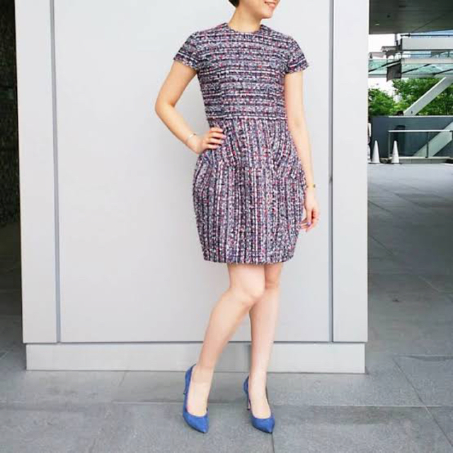 YOKO CHAN(ヨーコチャン)のヨーコチャン　YOKOCHAN ツイード　ドレス　ワンピース　36 レディースのワンピース(ミニワンピース)の商品写真
