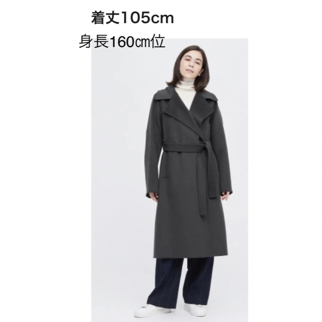 UNIQLO(ユニクロ)のダブルフェイスロングコート【未使用】黒/M size レディースのジャケット/アウター(ロングコート)の商品写真