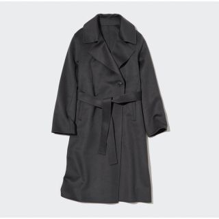 ユニクロ(UNIQLO)のダブルフェイスロングコート【未使用】黒/M size(ロングコート)