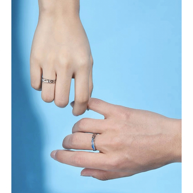 リング ペアリング 指輪 アクセサリー レディース メンズ   ブルー シルバー メンズのアクセサリー(リング(指輪))の商品写真