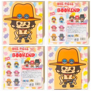 新品★ONE PIECE【エース】ブックエンド★オレンジ★2点セット(その他)