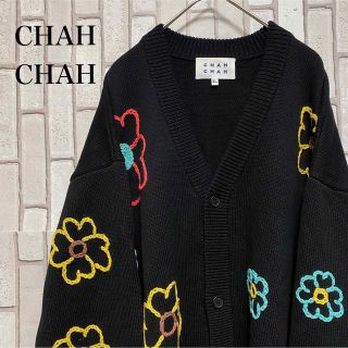 ヒート CHAHCHAH チャーチャー カーディガン 花柄 黒 XL - カーディガン
