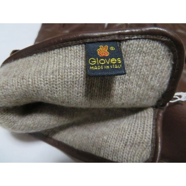 Gloves(グローブス)の■新品【グローブス/GLOVES(伊)】極上レザーグローブ レザー×カシミア茶9 メンズのファッション小物(手袋)の商品写真