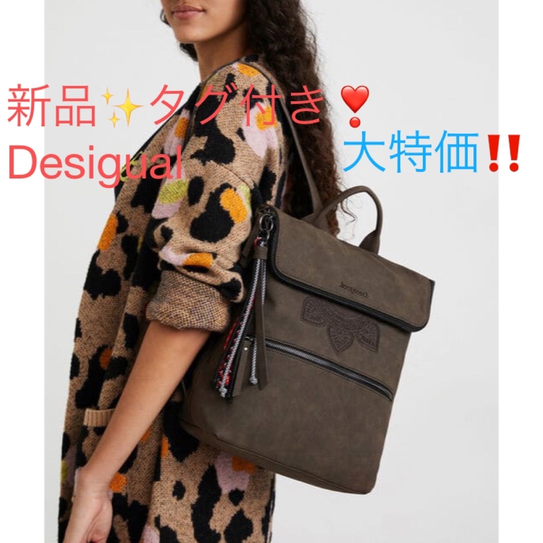 DESIGUAL(デシグアル)の新品✨タグ付き♪デシグアル　リュックサック　ブラウン系　大特価‼️ レディースのバッグ(リュック/バックパック)の商品写真