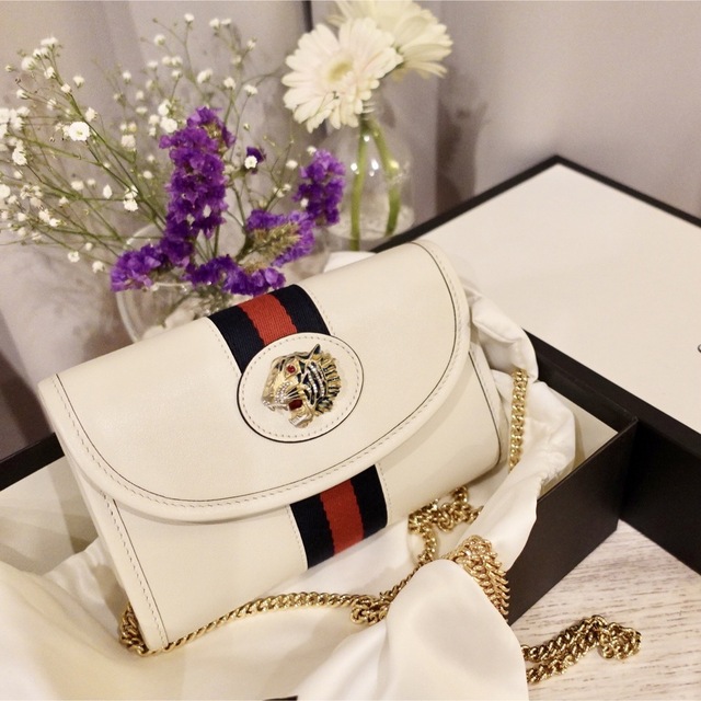 使い勝手の良い gucci - Gucci rajah ほぼ新品 白 2way bag♡ mini