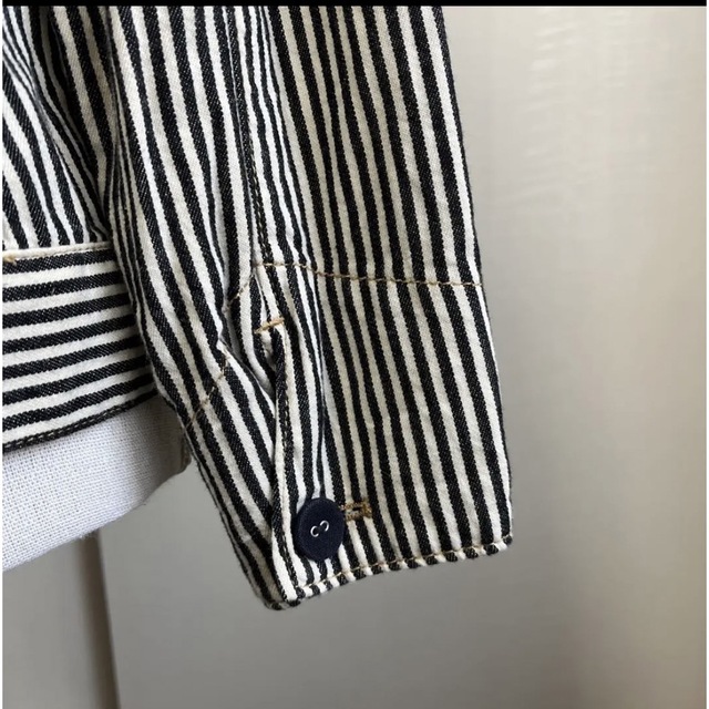 POU DOU DOU(プードゥドゥ)の#846 プードゥドゥ 紺色 ストライプ 刺繍アウター 襟取外し可能 レディースのジャケット/アウター(その他)の商品写真
