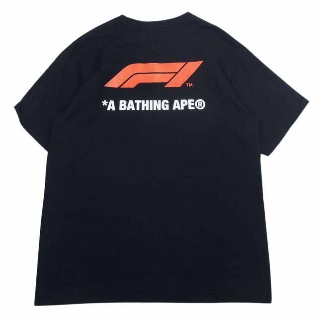 A BATHING APE アベイシングエイプ × Formula1 フォーミュラワン レーシング フォト ロゴ プリント 半袖 Tシャツ ブラック系 L約52cm袖丈