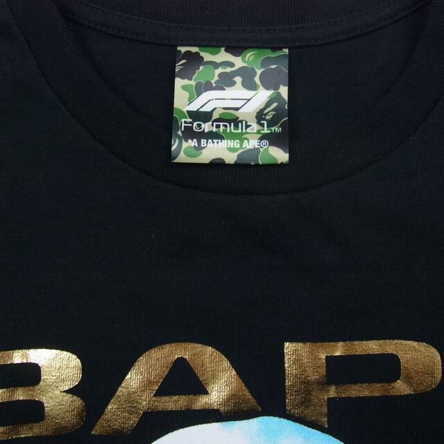 A BATHING APE アベイシングエイプ × Formula1 フォーミュラワン レーシング フォト ロゴ プリント 半袖 Tシャツ ブラック系 L約52cm袖丈