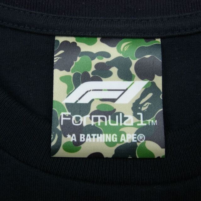 A BATHING APE アベイシングエイプ × Formula1 フォーミュラワン レーシング フォト ロゴ プリント 半袖 Tシャツ ブラック系 L約52cm袖丈