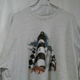 ヘインズ(Hanes)のヘインズアメリカ古着半袖ビックシルエットTシャツプリントグレー(Tシャツ/カットソー(半袖/袖なし))