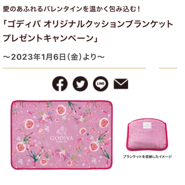 GODIVA(ゴディバ)のGODIVA ゴディバ  オリジナルクッション　ブランケット　非売品　ノベルティ エンタメ/ホビーのコレクション(ノベルティグッズ)の商品写真