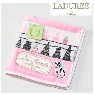 ラデュレ(LADUREE)の《ラデュレ》新品 マカロン・ワンちゃん刺繍 おしゃれ可愛いタオルハンカチ(ハンカチ)