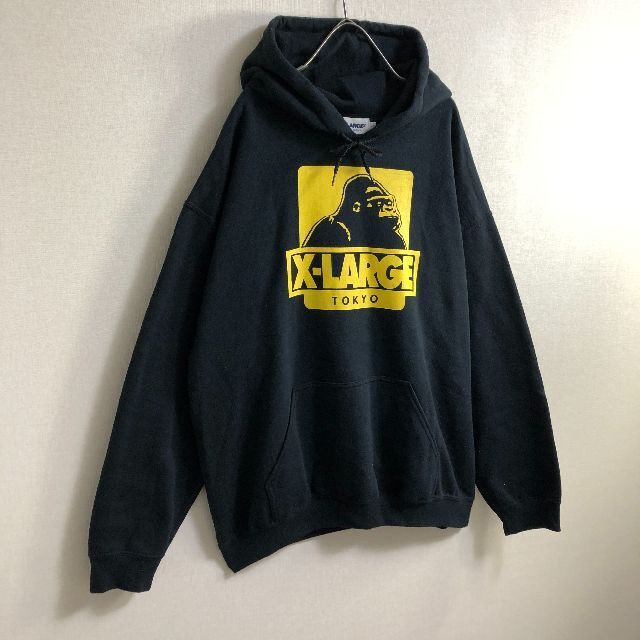 XLARGE(エクストララージ)の【希少】エクストラージ パーカー サイズL　デカロゴ ブラック プルオーバー メンズのトップス(パーカー)の商品写真