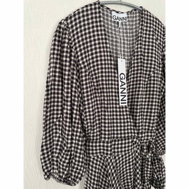 【人気沸騰】トップス【新品】GANNI ガニー ギンガムチェック カシュクールブラウス