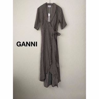 アダムエロぺ(Adam et Rope')の【新品】GANNI ガニー カシュクールロングワンピース(ロングワンピース/マキシワンピース)