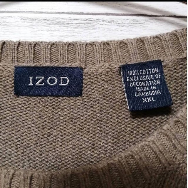 IZOD ロゴ 刺繍  ワンポイント シンプル ニット USA古着 アーガイル メンズのトップス(ニット/セーター)の商品写真