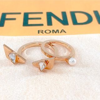 フェンディ(FENDI)のFENDI フェンディ　モンスター　パール　リング　指輪　2本セット　極美品(リング(指輪))