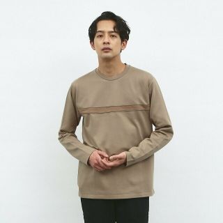 アバハウス(ABAHOUSE)の【ベージュ】【フロントパイピング】切り替え ポンチ ロングスリーブTシャツ(その他)