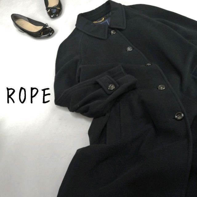 ROPE’(ロペ)の美品ROPEロペロングコートポンチョネイビーウールオフィスカジュアル レディースのジャケット/アウター(ロングコート)の商品写真