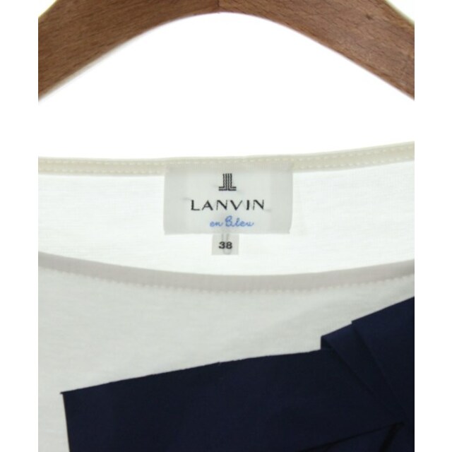 LANVIN en Bleu(ランバンオンブルー)のLANVIN en bleu Tシャツ・カットソー 38(M位) 白x紺 【古着】【中古】 レディースのトップス(カットソー(半袖/袖なし))の商品写真