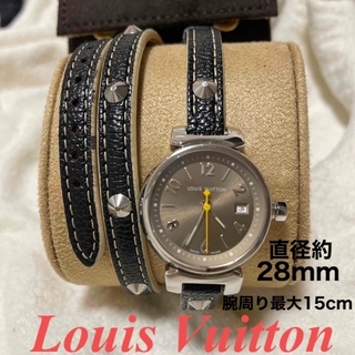 ルイヴィトン(LOUIS VUITTON)のLouis vuitton タンブール　黒ベルト　茶ベルト付(腕時計)
